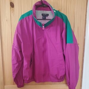 Vintage 90s Nautica Vibrant Purple and Green Windbreaker